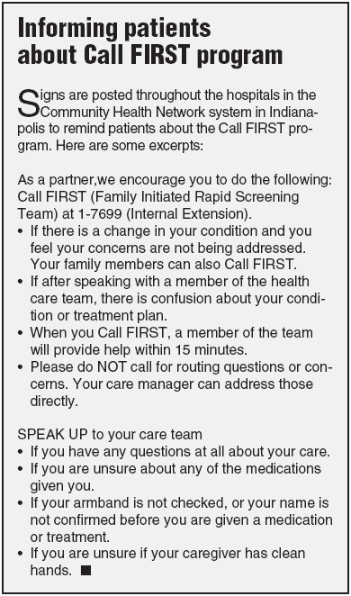 Informing patients about Call FIRST Program
