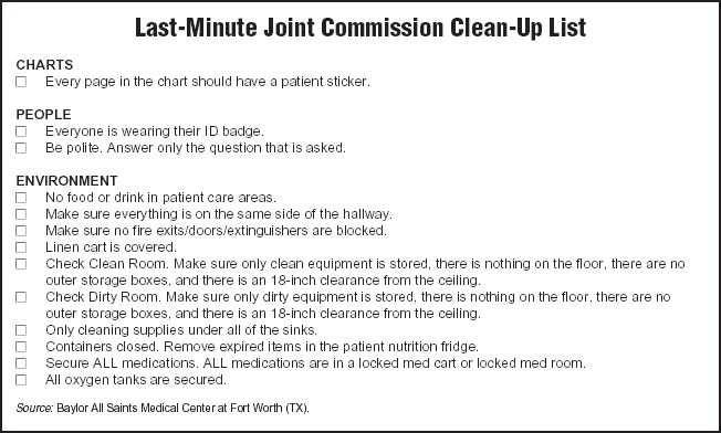 Last-Minute Joint Commission Clean-Up List