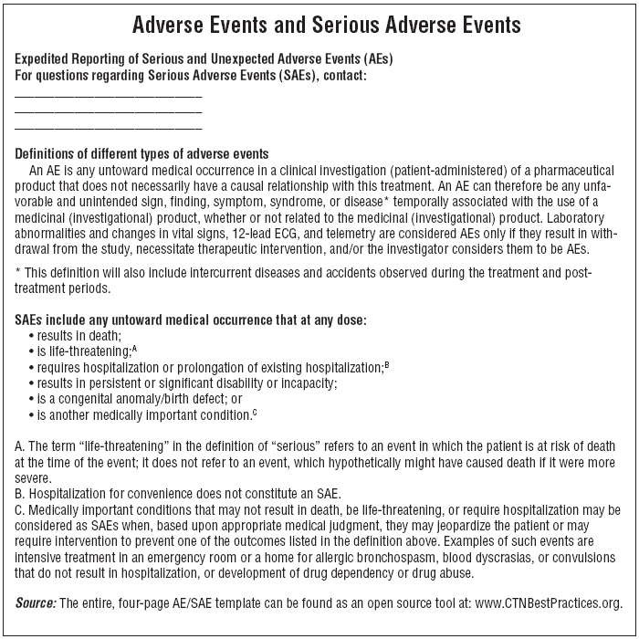 Adverse Events and Serious Adverse Events